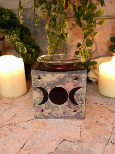 Soapstone Triple Moon Goddess Oil Burner Aromatherapy Wicca Pagan Decor-OsirisTradingUK