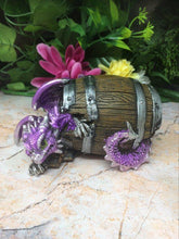 Load image into Gallery viewer, Comical Purple Dragon in Barrell Dragons Collection Ornament Gothic Decor-OsirisTradingUK
