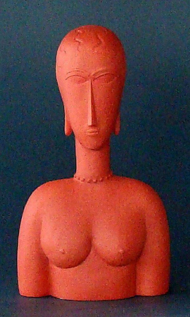 Modigliani Abstract Female Bust Red Museum Reproduction Statue Sculpture