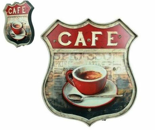 Vintage Metal 3D LED Logo Sign Kitchen Lounge Coffee Wall Plaque Shabby Chic-OsirisTradingUK