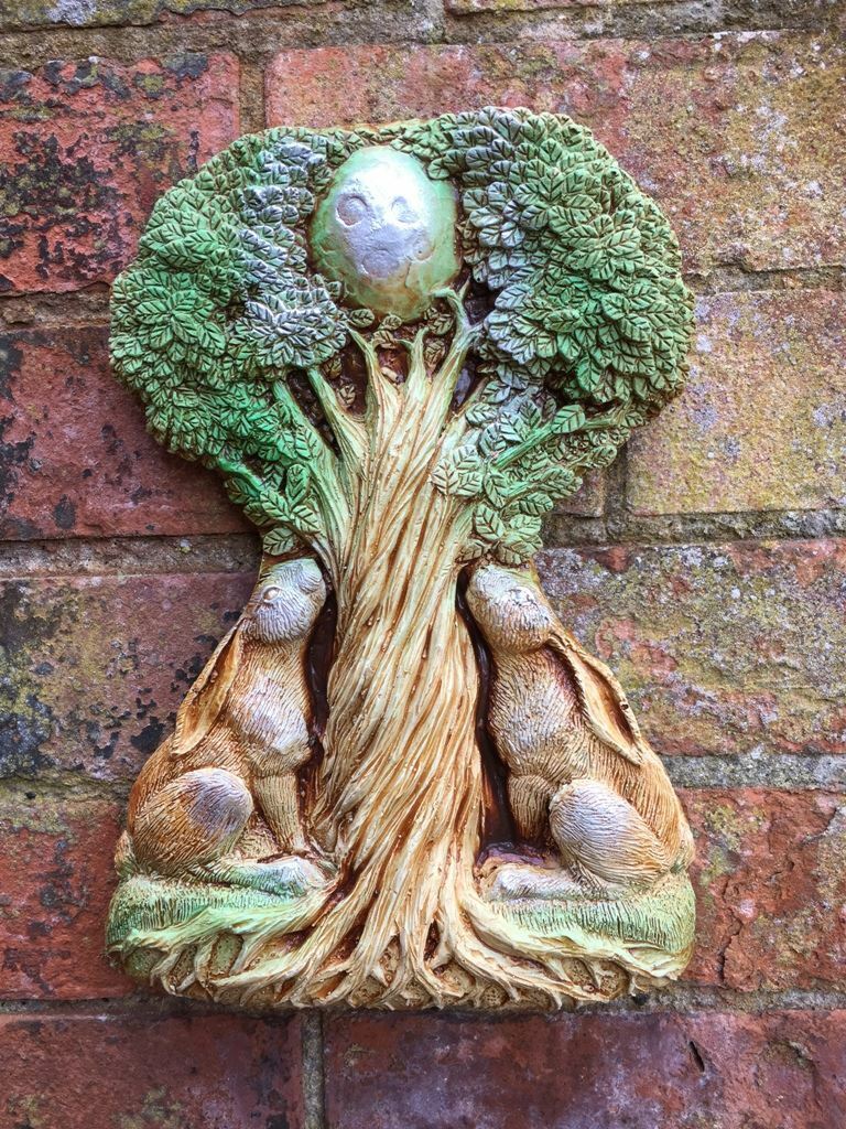 Large Moongazing Hare Pagan Wall Plaque Wiccan Sculpture Garden Ornament-OsirisTradingUK