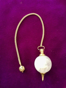 Rose Quartz Sphere Pendulum Dowser with Gold Chain Crystal Healing Divination
