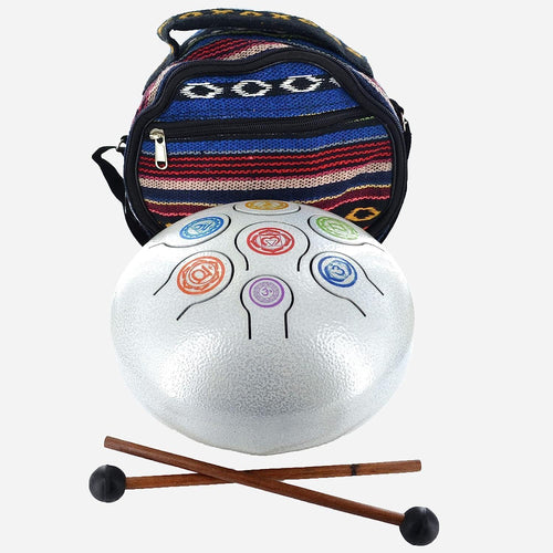 Happy Drum Mallet White Steel Tongue Drum 7 Note Chakra Reiki Healing-OsirisTradingUK