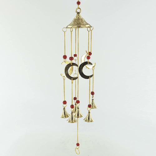 Crescent Moon Brass Windchime Pagan Garden Ornament Wiccan Celtic Decoration-OsirisTradingUK