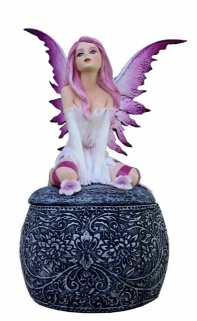 Fairyland Legend Pink Flower Fairy Trinket Box Celtic Jewelry Ornament Figure