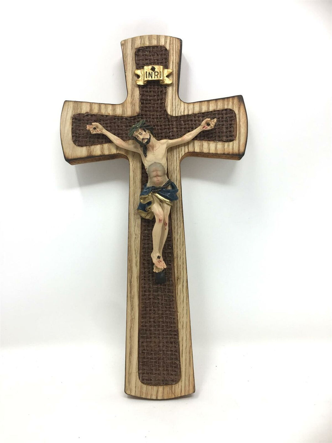 Wooden Crucifix Hanging Wall Cross Resin Corpus Christi Jesus Christ Religious