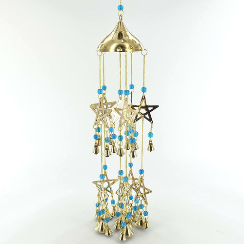 Pentagram Brass Windchime Pagan Garden Ornament Wiccan Celtic Decoration-OsirisTradingUK