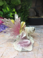 Load image into Gallery viewer, Fairy Sitting with Wolf Figurine Fantasy Fairy Figure Mythical Statue
