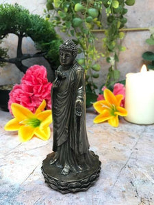 Bronze Effect Buddha Holding Lotus Flower Figurine Statue Ornament Veronese-OsirisTradingUK