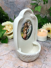 Load image into Gallery viewer, Porcelain Holy Family Jesus Holy Water Font 5&quot; Religious Wall Decor Gift-OsirisTradingUK
