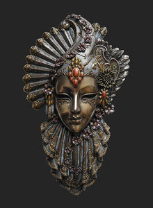 Masquerade Fancy Dress Venetian Woman Jewel Mask Bronze Effect Wall Plaque