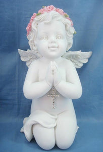Guardian Angel Figurine Praying Cherub with Cross Statue Ornament Sculpture-Collectables:Fantasy, Myth & Magic:Mythical Creatures:Angels-OsirisTradingUK
