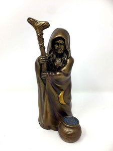 Pagan Wiccan Crone Figurine Female Statue Bronze Effect Art Sculpture Altar