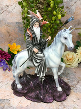 Load image into Gallery viewer, Wizard Riding Unicorn and Dragon Companion Sculpture Statue Mythical Creatures-OsirisTradingUK
