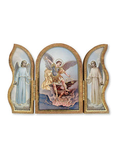 St Michael Folding Plaque Triptych Religious Catholic Decor Gift-OsirisTradingUK