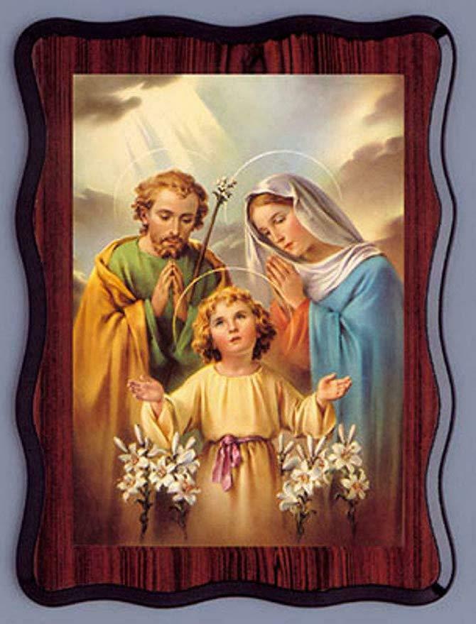 Holy Family Jesus Mary Joseph Laminated Hanging Picture Wooden Plaque