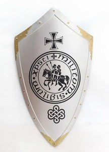 Medieval Style Templar Knight Metal Shield Wall Plaque Crusader Decor Ornament-OsirisTradingUK