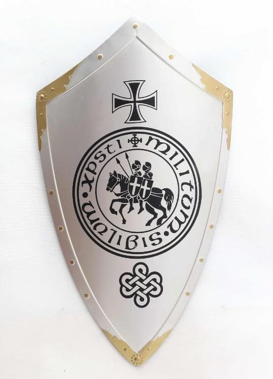 Medieval Style Templar Knight Metal Shield Wall Plaque Crusader Decor Ornament-OsirisTradingUK