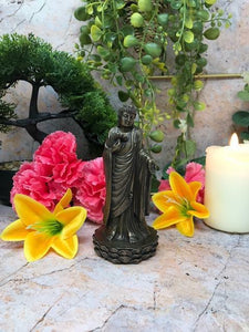 Bronze Effect Buddha Holding Lotus Flower Figurine Statue Ornament Veronese-OsirisTradingUK