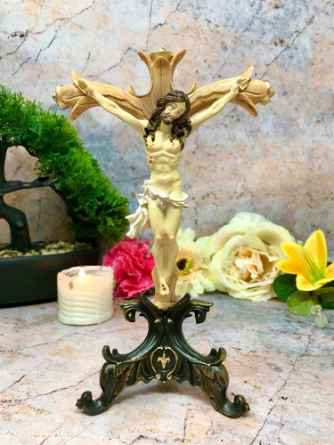 Freestanding Crucifix Cross Resin Corpus Christi Jesus Christ Religious Ornament-OsirisTradingUK