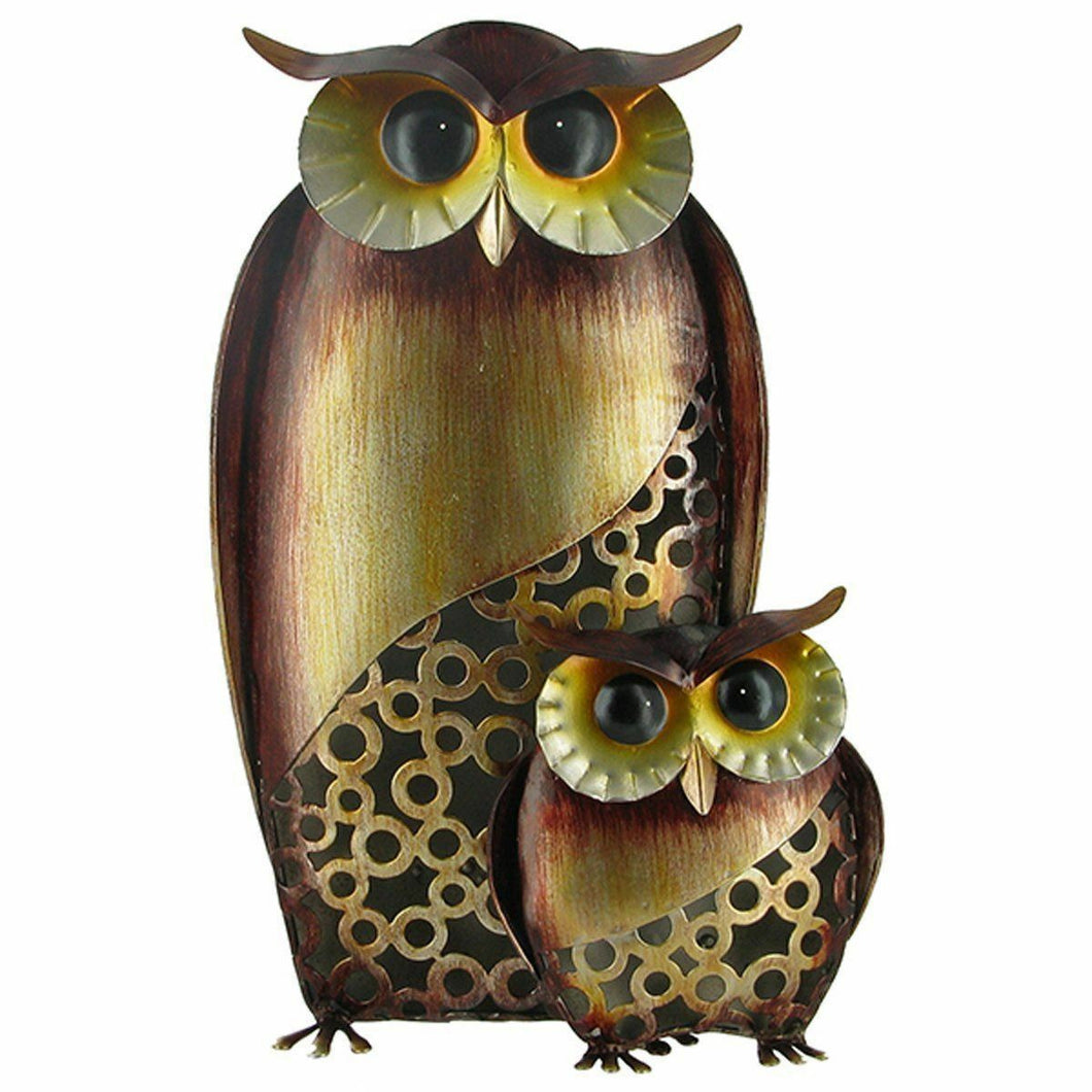 Owl Mother & Baby Owl Metal Decor Home Ornament Figure