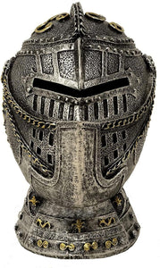 Medieval Knight Helmet Money Box Piggy Bank Ornament Figure Crusader Sculpture