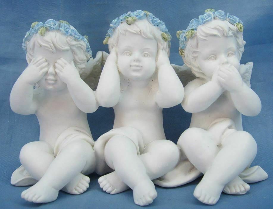 Three Wise Guardian Angel Figurine Cherubs Statue Ornament Sculpture Gift