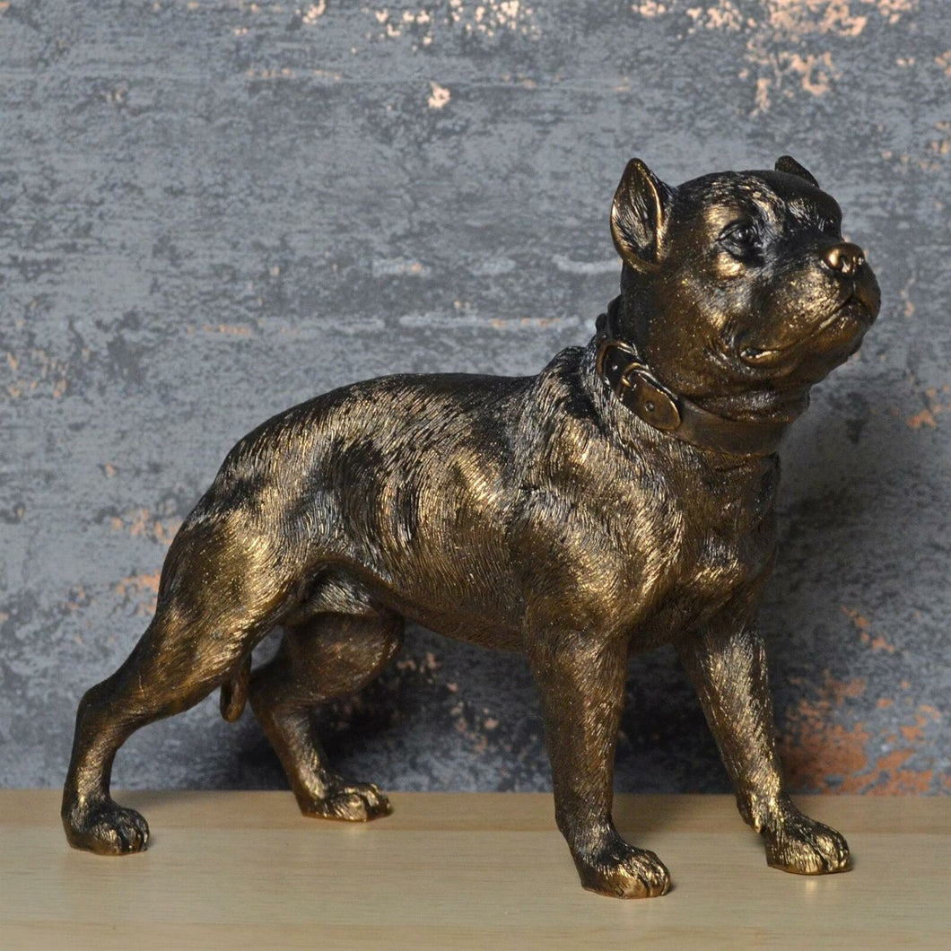 Pit Bull Terrier Dog Statue Bronze Effect Sculpture Pet Figurine Ornament
