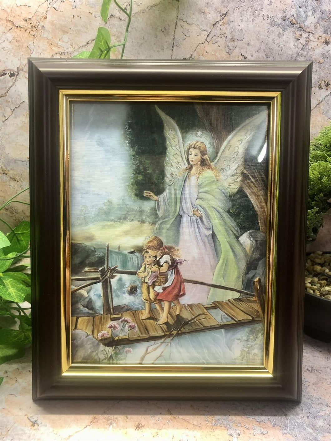 Laminated Framed Picture Guardian Angel Christianity Religious Wall Decor-OsirisTradingUK