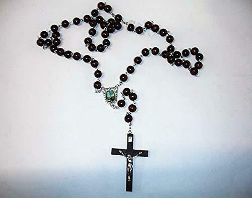Catholic Wooden Rosary Beads Our Lady Fatima Jesus Christ Cross Religious Gift