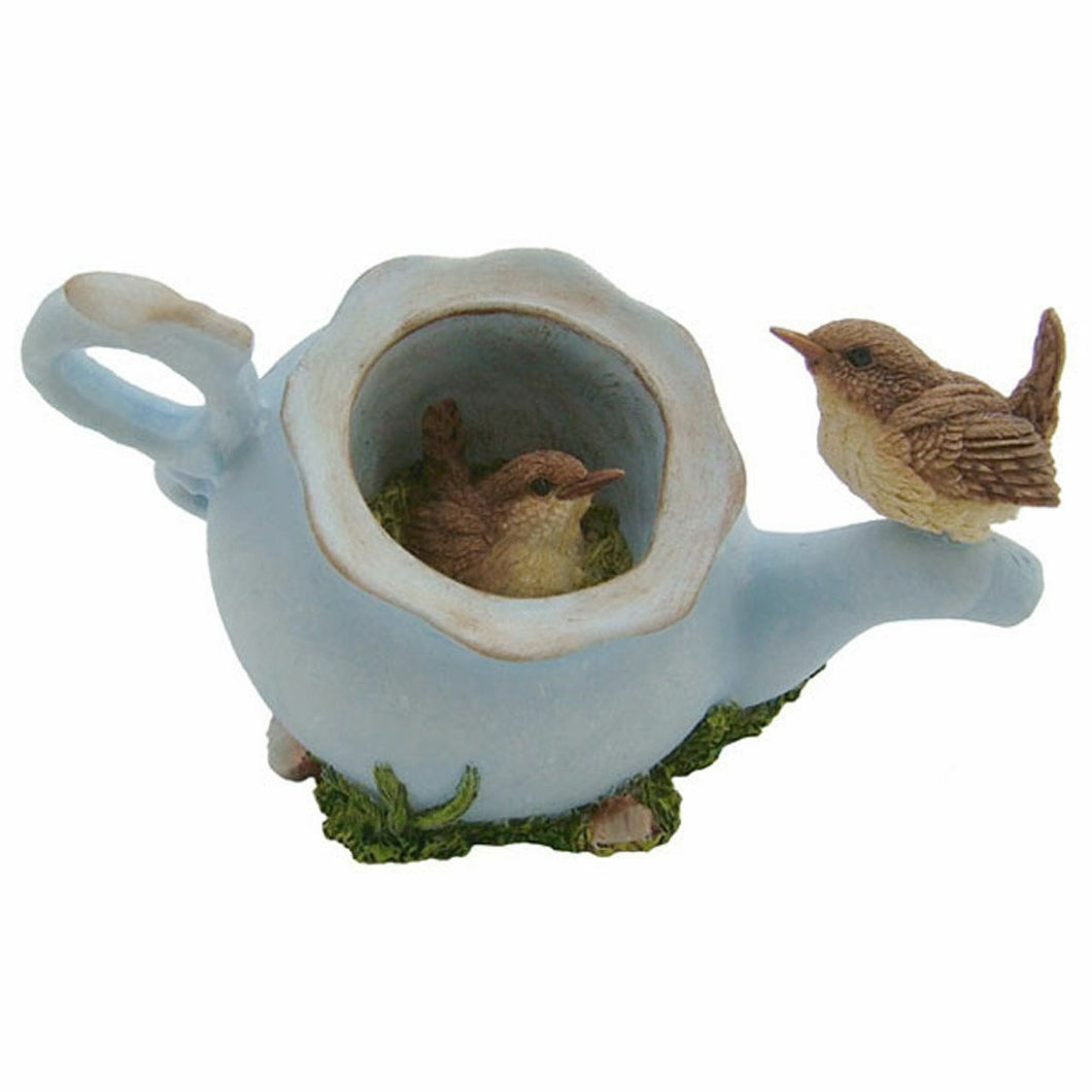 Wrens in a Teapot medium - Bowbrook Collectable Figurine - 7.5cm