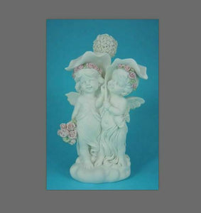 Guardian Angel Figurine Cherub Holding Leaves With Flowers Ornament Sculpture