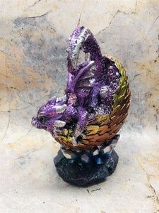 Whimsical Purple Baby Dragon Hatchling Figurine Fantasy Art Statue Dragon Age-OsirisTradingUK