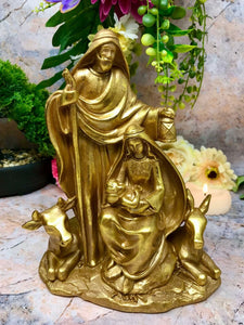 Gold Effect Holy Family Statue of the Virgin Mary Joseph Jesus Religious Figure