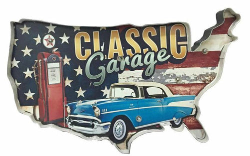 Vintage Metal 3D LED Logo Sign Garage Car Man Cave Wall Plaque Decoration Gift-OsirisTradingUK