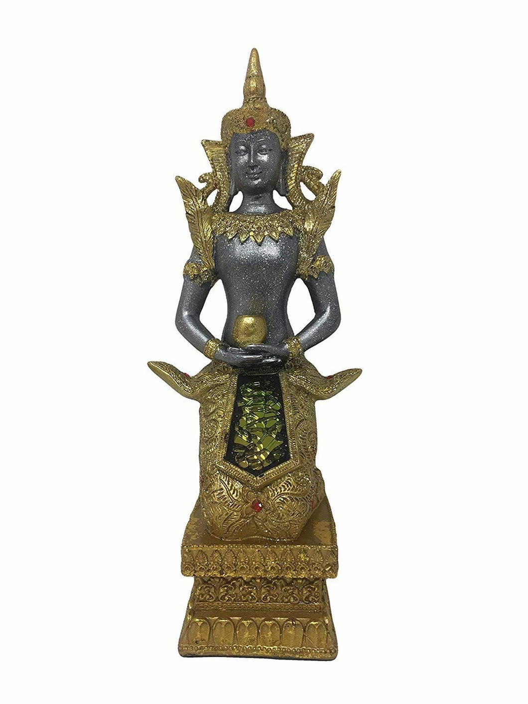 Golden Meditating Buddha Ornament Feng Shui Lotus Decoration Statue Figurine