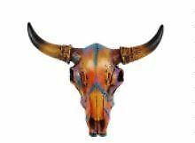 Small Western Style Colourful Cow Skull Wall Plaque-OsirisTradingUK