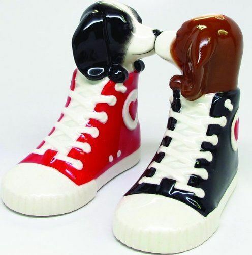 Novelty Kissing Pups in Shoes Salt & Pepper Cruet