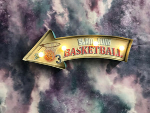 Vintage Metal 3D LED Logo Sign Basketball Slam Dunk Sports Man Cave Wall Plaque-OsirisTradingUK