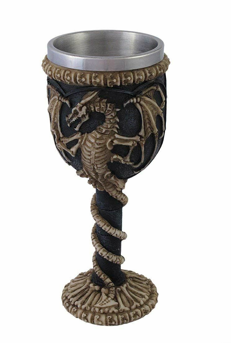 Medieval Dragon Skeleton Goblet Chalice Gothic Decor