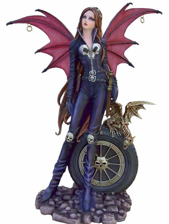 Large Dark Gothic Fairy and Dragon Companion Sculpture Statue Mythical Creatures-OsirisTradingUK