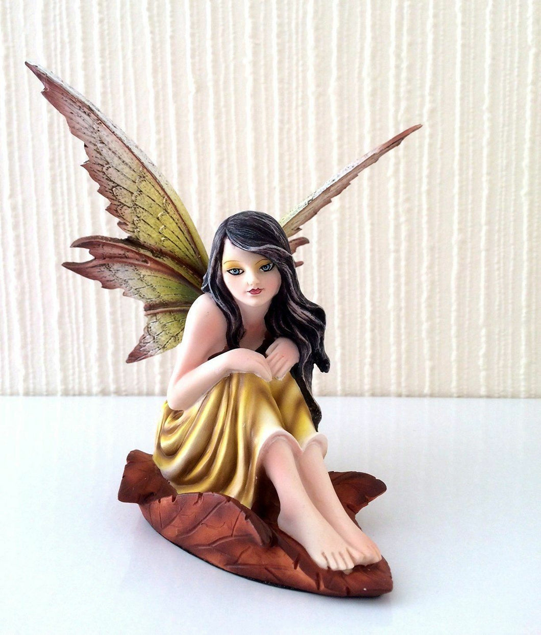 Flower Fairy Resting on Leaf Figurine Statue Ornament