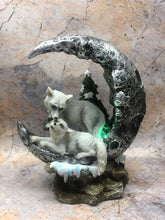 Charger l&#39;image dans la galerie, Wolf Family Resting on Crescent Moon Gothic Style Figurine with LED Light-OsirisTradingUK
