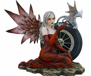 Large Dark Fairy and Dragon Companion Sculpture Statue Mythical Creatures Gift