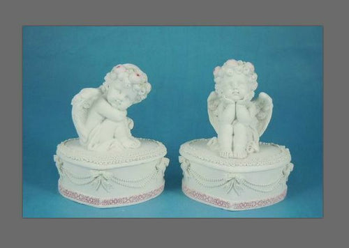 Pair of Guardian Angel Figurine Cherub Trinket Boxes Ornament Sculpture Gift-Collectables:Fantasy, Myth & Magic:Mythical Creatures:Angels-OsirisTradingUK