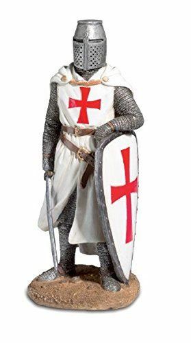 Templar Knight Standing with Sword & Shield Figurine Statue Crusader Ornament