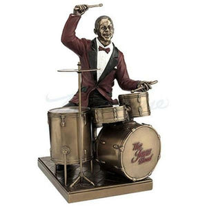 Jazz Drummer Figurine Percussionist Sculpture Drums Musician Band Statue