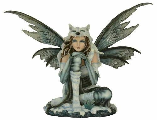 Large Wolf Shaman Fairy Sculpture Statue Mythical Creatures Figure Gift Ornament-OsirisTradingUK