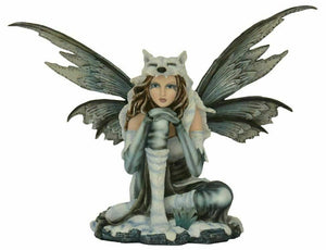 Large Wolf Shaman Fairy Sculpture Statue Mythical Creatures Figure Gift Ornament-OsirisTradingUK