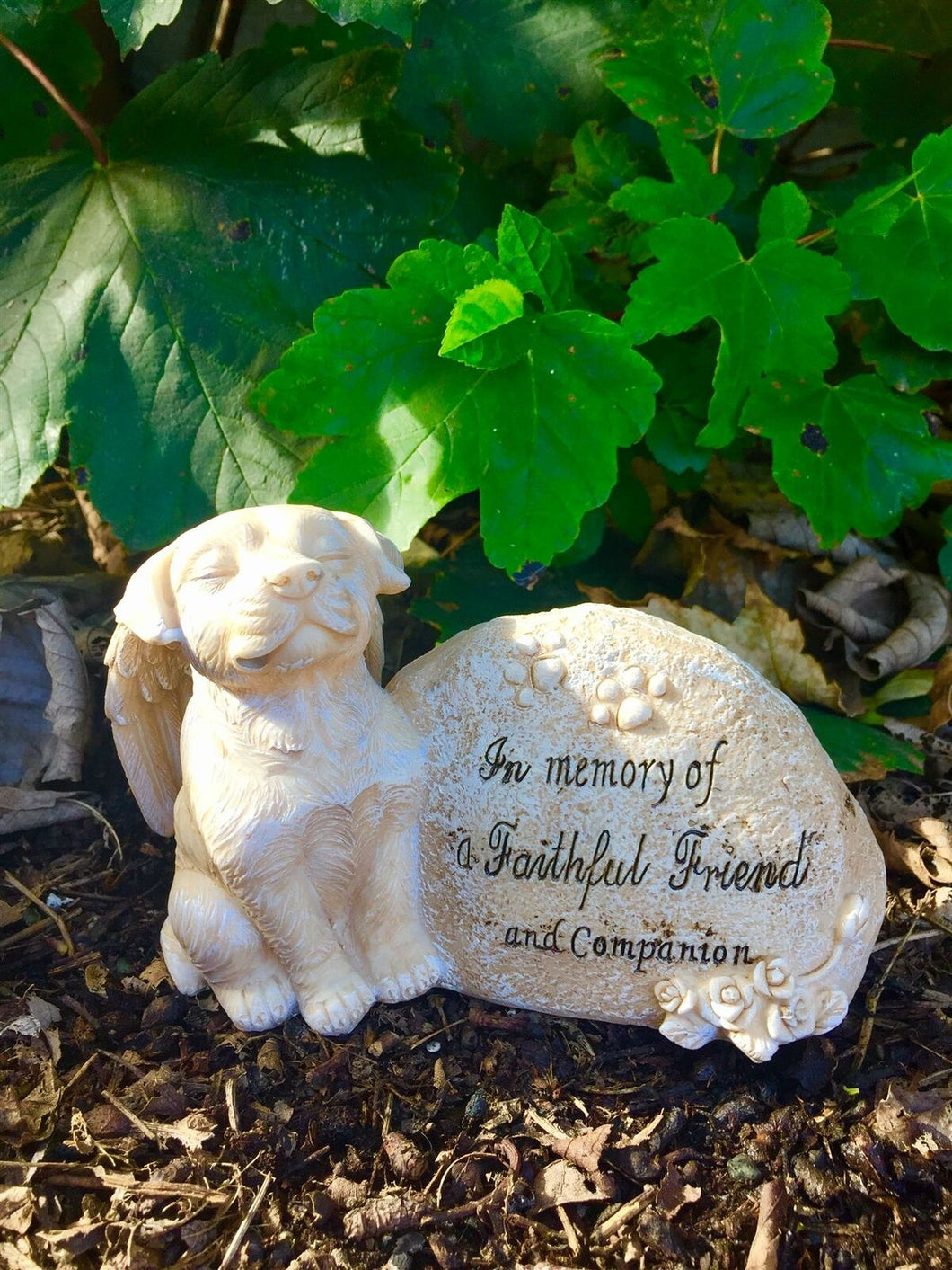 Memorial Dog Angel Statue Pet Grave Marker Tribute Ornament Sculpture